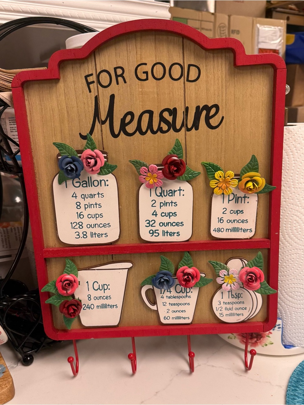The Pioneer Woman For Good Measure Wall Decor - Red Trim with Multicolor Floral